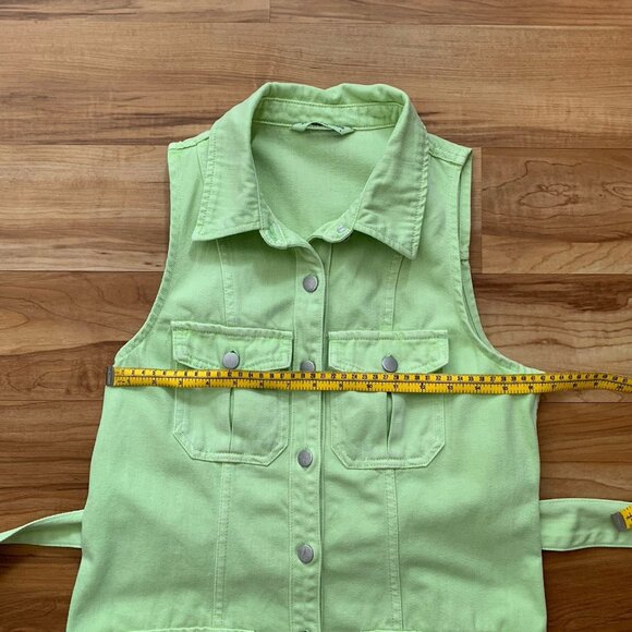 Amanda Uprichard Greyson Dress Size Small Lime Green Button Front Sleeveless - Picture 4 of 11